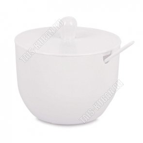 Сахарница с крыш.0,39л белый,с лож (d9 h12см) 