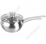 Ковш 1,2л (форма сферическая) стеклянная крышка,капсульное дно,клепаная термостойкая ручка,матовая + зеркальная полировка (9)