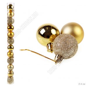 Ёлочный шар н-р 12шт d4см золото