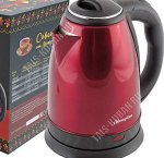Чайник нерж.1,8л 1500Вт диск,защ б/воды,повор.360,свет.индик,цв.красный (12)