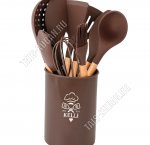 Кухонный н-р 10пр.в стакане d13 h15см,шоколад