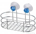 .БРИЛЛИАНТ синий Корзинка д/ван.принадлеж 20х10х10см,хром.сталь,камни,на 2 присос.(12)