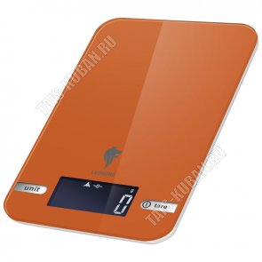Весы кухонные эл. (стекло) до 5кг дел.1г, оранжевый(12) 