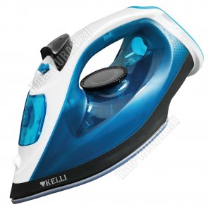Утюг с анипригарной  подошвой  2200Вт пар 25г/вода 150мл, вертикальное отпаривание, функция разбразгивания, защита от перегрева, термо и парорегулятор, цвет синий/белый (12) 