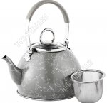 Чайник нерж (заварочн) 1,0л +ситечко, серый (12)