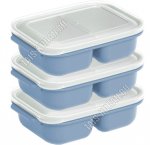 Контейнер прям Н-р 3шт х 2-х секц. 0,6л+0,6л, серебр, с крышк.(15х22 h6см) (12)