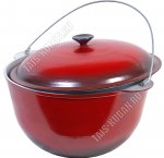 Казан походный (эмаль) 12л d33 h20см с металлической крышкой и дужкой,красный (5)