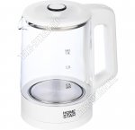 Чайник стекло 1,8л 1500Вт диск, защита без воды, цвет белый (12)