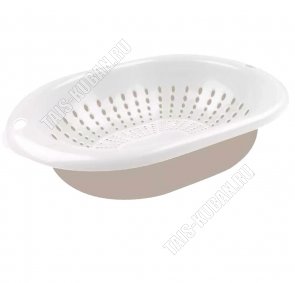 Дуршлаг с миской д/слива 3л овал,св.беж/бел (20) 