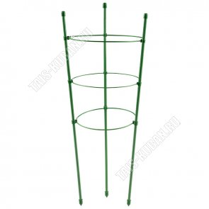 Поддержка для растений (металл) h75см 3кольца, зеленый 