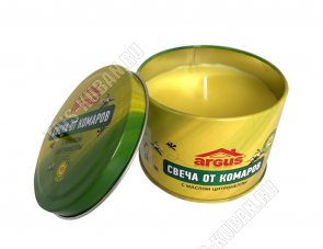 ARGUS Свеча в банке 80гр, до 10ч горен (парафин+масло цитронеллы) 
