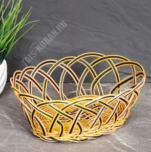 Корзинка/хлебница плетеная, овал.(21х16 h9см) соломен/корич (350) 