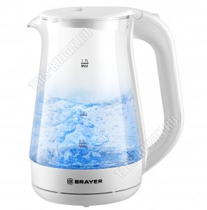 Чайник стекло 1,7л 2200Вт диск,подсвет,белый (2) 