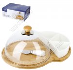 Белье /Бамбук Н-р д/сыра 5пр (соусник 3шт,нож д/сыра 12см,стекл.крышка) (6)