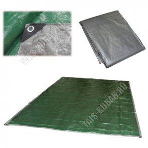 Тент универс.натяжной плотн.60г/м2 5х6м ПЭ+алюмин.люверс по краю,цв.зеленый (8) 
