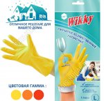 Перчатки хоз-ные латекс+хлопок, р-р L, удлинен.манжета, Wikky (120)