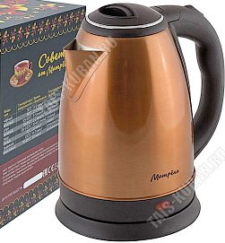 Чайник нерж.1,8л 1500Вт диск,защ б/воды,повор.360,свет.индик,цв.медн (12) 