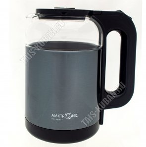 Чайник стекло 1,8л 1800Вт подсветка, черный+темно-серый (12) 